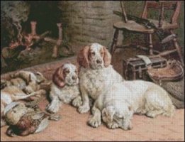 (image for) Clumber Spaniels By a Fire - Medium Large
